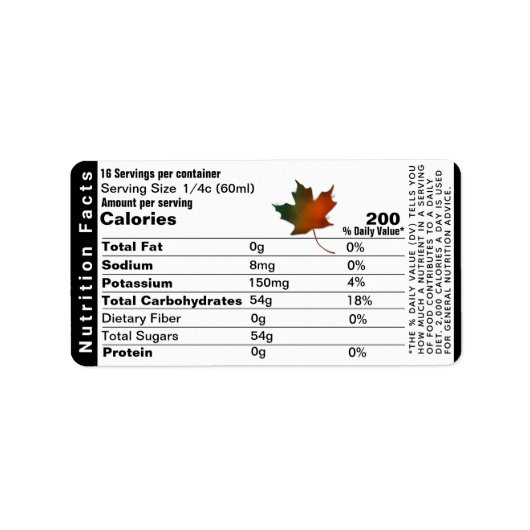 Étiquette de adresse de la valeur nutritive avec f (Devant)