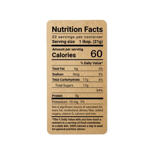 Étiquette de adresse de la valeur nutritive du mie (Devant)