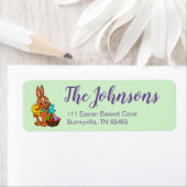 Étiquette de adresse de lapin et de poussin à l'oe (En situation)