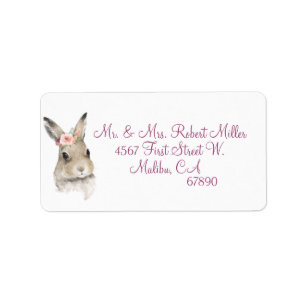 Étiquette de adresse de l'aquarelle du lapin des b