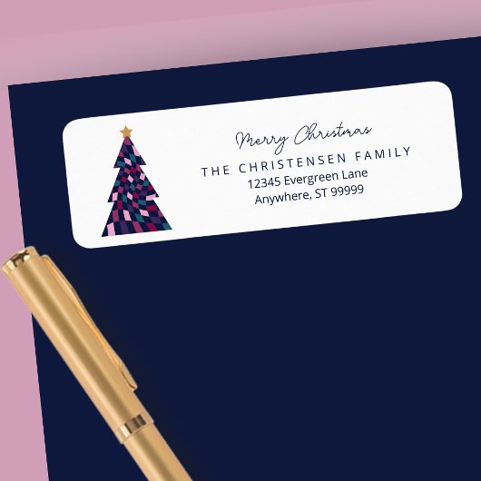 Étiquette de adresse de l'arbre de Noël en tableau