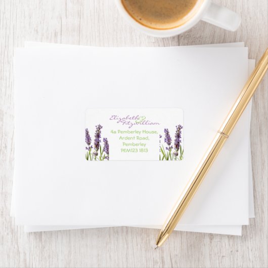Étiquette de adresse de lavande (En situation)