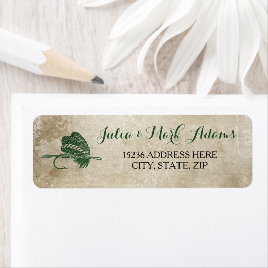 Étiquette de adresse de leurre de pêche rustique (En situation)