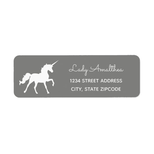 Étiquette de adresse de licorne grise (Devant)