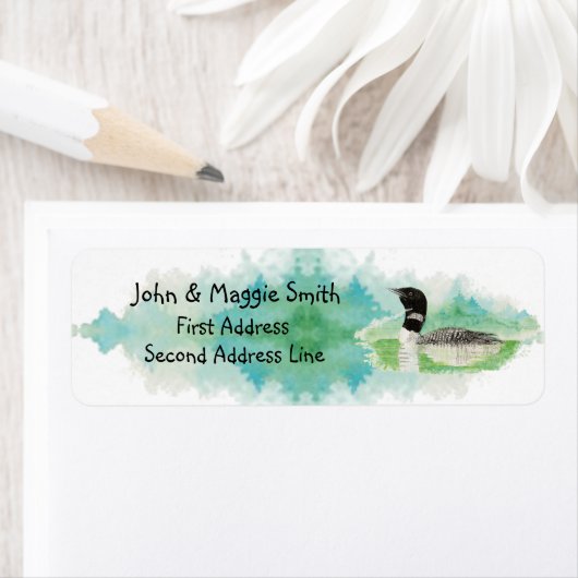 Étiquette de adresse de Loon Peinture de la faune  (En situation)