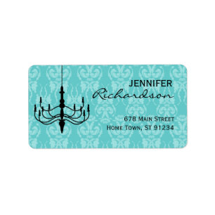 Étiquette de adresse de lustre de damassé