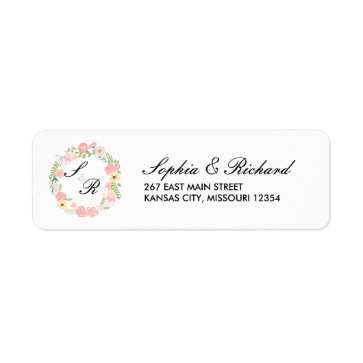 Étiquette de adresse de Mariage de couronne de fle (Devant)