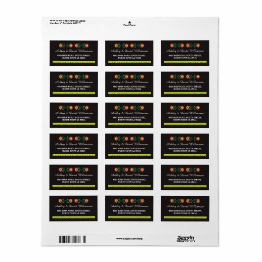 Étiquette de adresse de Mariage d'impression Fiest (Feuille entière)