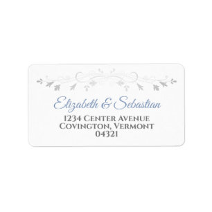 Étiquette de adresse de mariage élégant bleu et gr