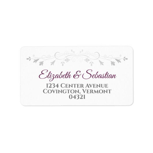 Étiquette de adresse de mariage élégant Cassis et (Devant)