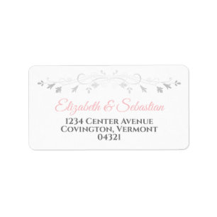 Étiquette de adresse de mariage élégant rose et gr