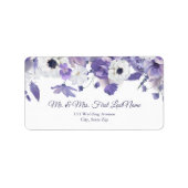 Étiquette de Adresse de Mariage Fleurs Violettes e (Devant)
