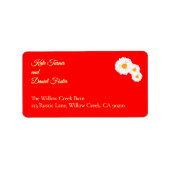 Étiquette de Adresse de Mariage Florale Rouge (Devant)