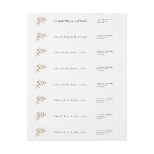 Étiquette de adresse de Mariage flou (Feuille)