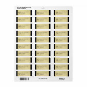 Étiquette de adresse de Mariage noir Monogram Gold (Feuille entière)