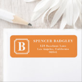 Étiquette de adresse de monogramme classique orang (En situation)