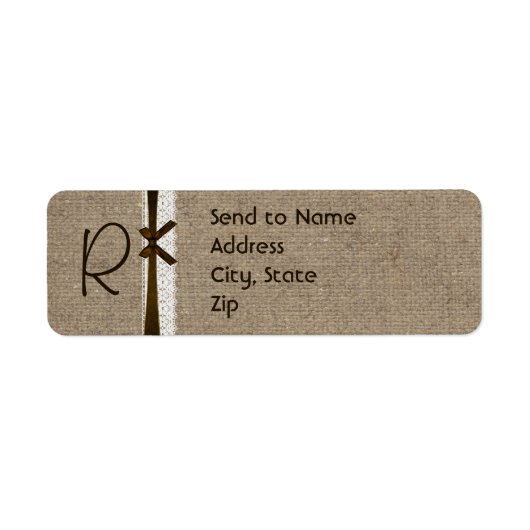 Étiquette de adresse de monogramme de Burlap et de (Devant)