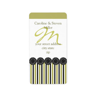 Étiquette de adresse de monogramme Kiri noir