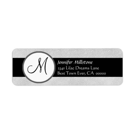 ÉTIQUETTE DE ADRESSE de monogramme Mariage gris et (Devant)