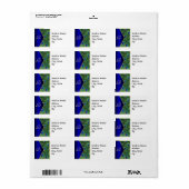 Étiquette de adresse de monogramme Royal Blue Peac (Feuille entière)