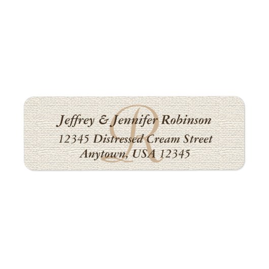 Étiquette de adresse de monogramme rustique textur (Devant)