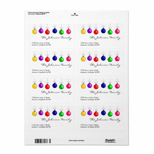 Étiquette de adresse de Noël (Feuille entière)