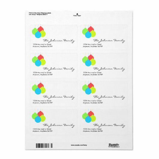 Étiquette de adresse de Noël (Feuille entière)