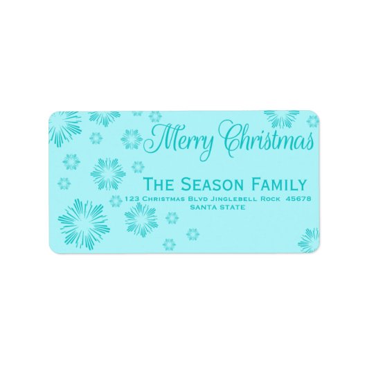 étiquette de adresse de Noël bleu Snowflake (Devant)