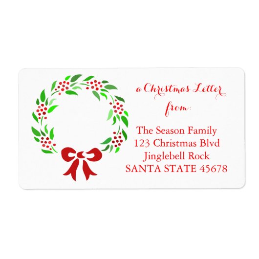 Étiquette de adresse de Noël classique de couronne (Devant)