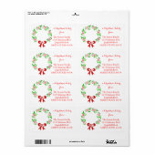 Étiquette de adresse de Noël classique de couronne (Feuille entière)