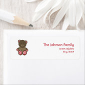 Étiquette de adresse de Noël de l'ours rayé (En situation)