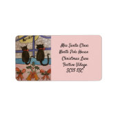 Étiquette de adresse de Noël du chat noir (Devant)