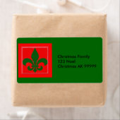 Étiquette de adresse de Noël Fleur de Lis (En situation)