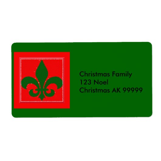 Étiquette de adresse de Noël Fleur de Lis (Devant)