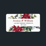 Étiquette de adresse de Noël Floral de Poinsettia<br><div class="desc">Ces étiquettes sont parfaits pour vos enveloppes RSVP,  mais vous pouvez les utiliser comme bon vous semble! Pour plus de personnalisation,  veuillez cliquer sur le lien "customiser plus loin" et utiliser notre outil de conception pour modifier ce modèle. Si vous avez besoin d'aide ou d'objets correspondants,  veuillez me contacter.</div>