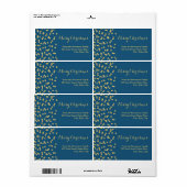 Étiquette de adresse de Noël Gold Navy Blue Confet (Feuille entière)