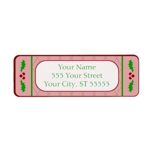 Étiquette de adresse de Noël Holly Borders (Devant)