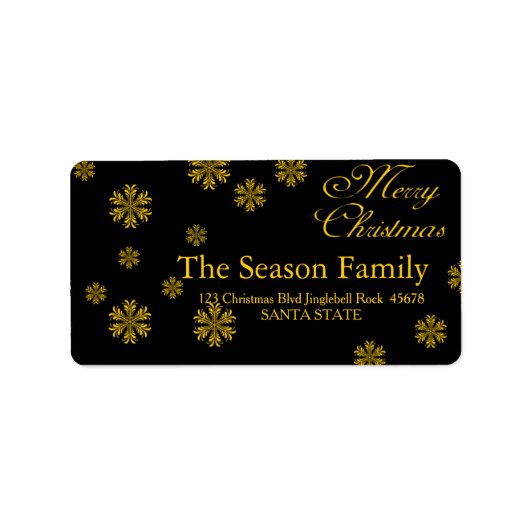 étiquette de adresse de Noël jaune Snowflake (Devant)