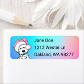 Étiquette de adresse de Noël KiniArt Westie (En situation)