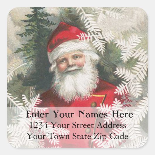Étiquette de adresse de Noël Père Noël Vintage (Devant)