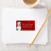 Étiquette de adresse de Noël - Pitbull blanc - ROU (En situation)