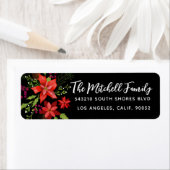 Étiquette de adresse de Noël Poinsettia (En situation)