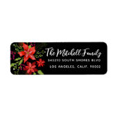 Étiquette de adresse de Noël Poinsettia (Devant)