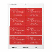 Étiquette de adresse de Noël rouge (Feuille entière)