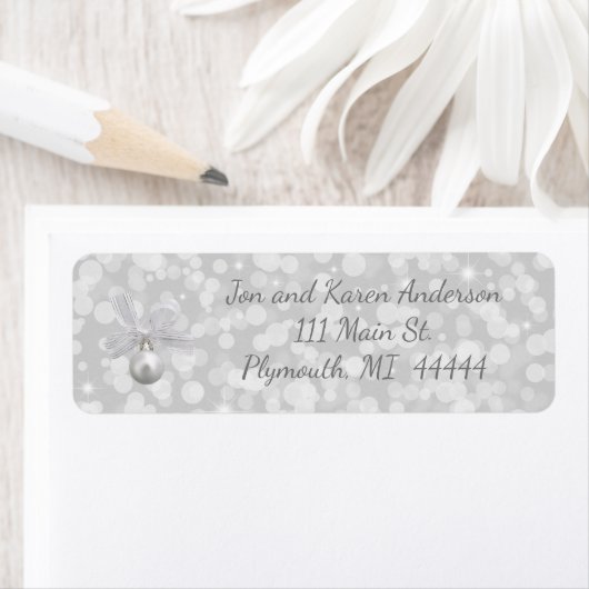 Étiquette de adresse de Noël Silver Bells (En situation)