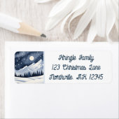 Étiquette de adresse de paysage nocturne de neige (En situation)