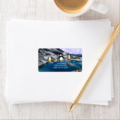 Étiquette de adresse de pêche des pingouins (En situation)