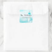 Étiquette de adresse de phare Turquoise rustique (Sac)