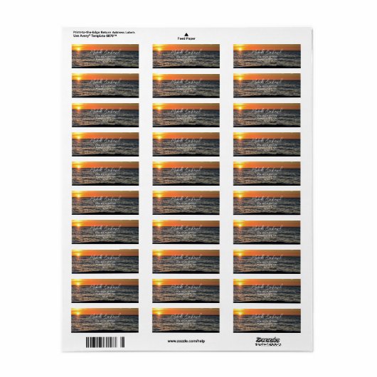 Étiquette de adresse de plage de Sunset Light à ch (Feuille entière)