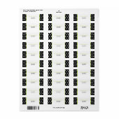 Étiquette de adresse de points Polka noir blanc et (Feuille entière)